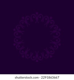 Decorative dark purple background with ornamental circular pattern. Card template design. Vector illustration.
