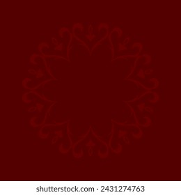 Decorative dark red background with ornamental circular pattern. Card template design. Vector illustration.