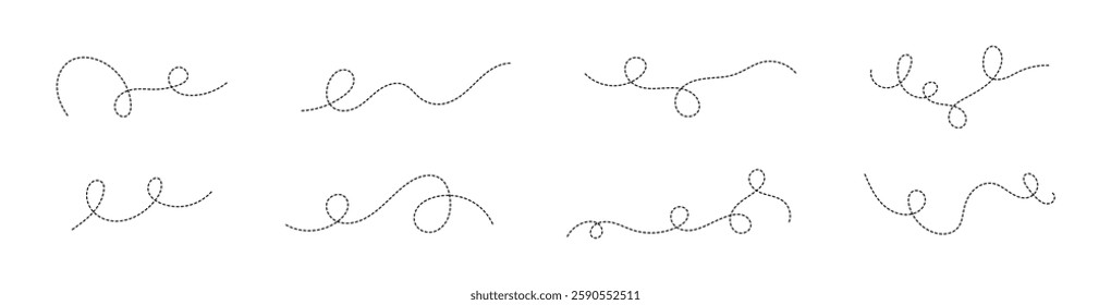 Decorative Dashed Line Swirls Vector Set