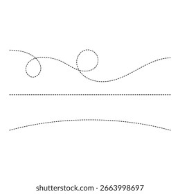 Caminho tracejado decorativo com redemoinho e curvas pode ser usado para conceito de navegação ou design de movimento