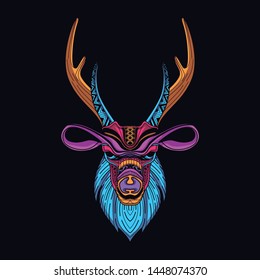 decorative deer head from glow neon color 