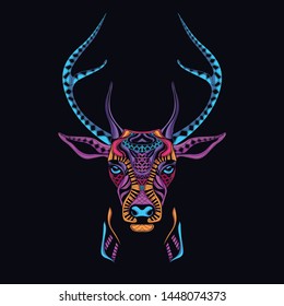 decorative deer head from glow neon color 