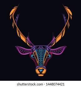 decorative deer head from glow neon color 