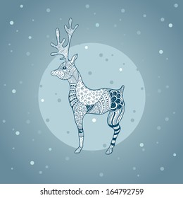 Decorative deer image formed in graphic style