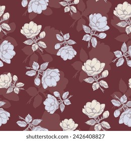 Decorative delicate pattern of flowers and branches of magnolia. A pattern of leaves. Vector illustration. For nature, eco-friendly and design. Hand-drawn plants, a frame for a postcard.
