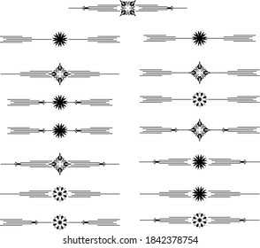 Decorative delimiter separator text and graphic element, lines for design set	