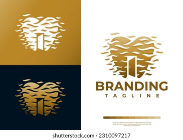 Decorative dental home logo design template. Luxury house tooth logo branding.