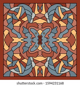 Decorative design with abstract elements for decoration and your design. Ethnic ornament, symmetry texture. Print for shawl and carpet, tile. Vector illustration.