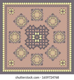 Diseño decorativo con elementos abstractos para la decoración y el diseño. Ornamento, textura simétrica. Imprima para chales y alfombras, azulejos. Ilustración vectorial.