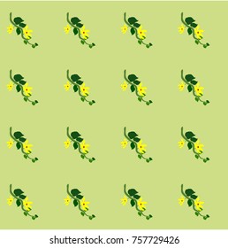 Decorative design Bindweed beautiful Yellow flower green leaf Background greeting & fabric seamless pattern