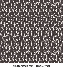 Decorative design with broken meshes, with simple geometric elements repeated alternately. Drawing with thick deformed line, in black and white.