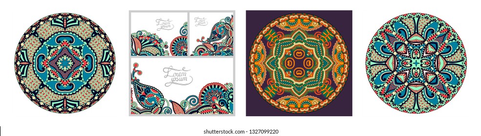 decorative design of circle dish template, round geometric pattern, vector illustration