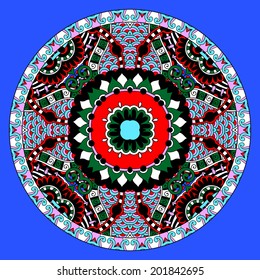decorative design of circle dish template, round geometric pattern, vector illustration