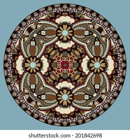 decorative design of circle dish template, round geometric pattern, vector illustration