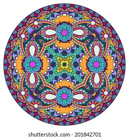 decorative design of circle dish template, round geometric pattern, vector illustration
