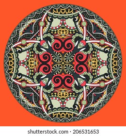 decorative design of circle dish template, round geometric pattern, vector illustration