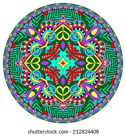 decorative design of circle dish template, round geometric pattern, vector illustration