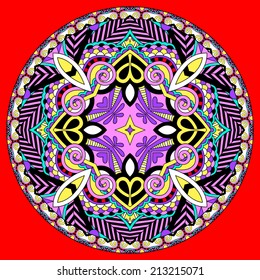decorative design of circle dish template, round geometric pattern, vector illustration