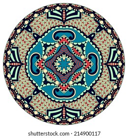 decorative design of circle dish template, round geometric pattern, vector illustration