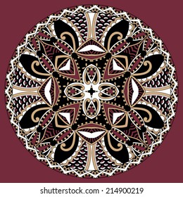 decorative design of circle dish template, round geometric pattern, vector illustration