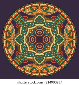 decorative design of circle dish template, round geometric pattern, vector illustration