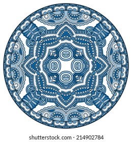 decorative design of circle dish template, round geometric pattern, vector illustration