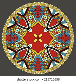 decorative design of circle dish template, round geometric pattern, vector illustration