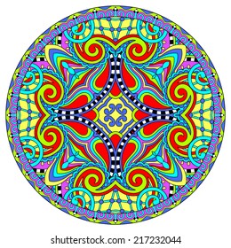 decorative design of circle dish template, round geometric pattern, vector illustration