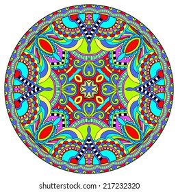 decorative design of circle dish template, round geometric pattern, vector illustration