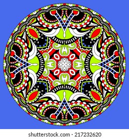 decorative design of circle dish template, round geometric pattern, vector illustration