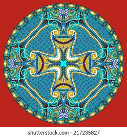 decorative design of circle dish template, round geometric pattern, vector illustration