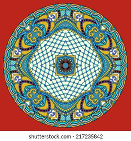 decorative design of circle dish template, round geometric pattern, vector illustration