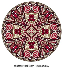 decorative design of circle dish template, round geometric pattern, vector illustration