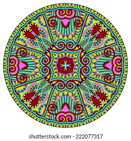 decorative design of circle dish template, round geometric pattern, vector illustration