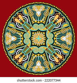 decorative design of circle dish template, round geometric pattern, vector illustration