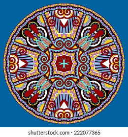 decorative design of circle dish template, round geometric pattern, vector illustration