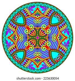 decorative design of circle dish template, round geometric pattern, vector illustration