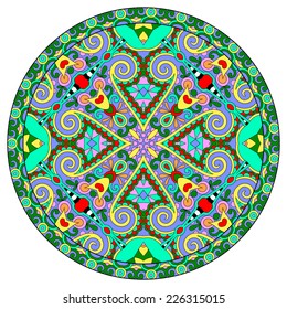decorative design of circle dish template, round geometric pattern, vector illustration
