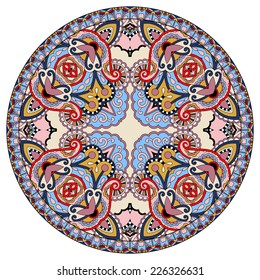 decorative design of circle dish template, round geometric pattern, vector illustration