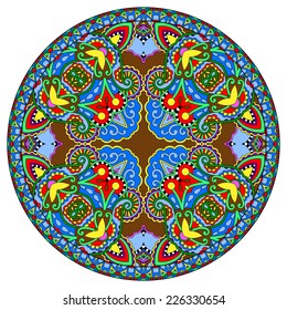 decorative design of circle dish template, round geometric pattern, vector illustration