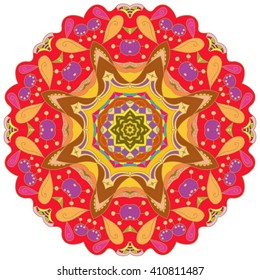 decorative design of circle dish template, round geometric pattern,  version illustration. Round ornament, mandala, ethnic decorative element, boho style, zentangle.