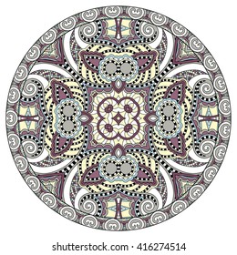 decorative design of circle dish template, round geometric pattern, vector illustration