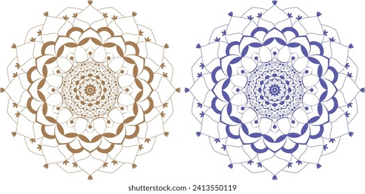 Decorative design Circular Free Vector illustration hand drawn mandala flower drawing.