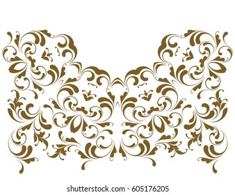 Decorative design element. Art pattern. Henna tattoo. Oriental border.