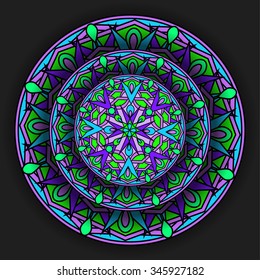 decorative design element with a circular pattern. Mandala. Vector illustration