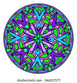 decorative design element with a circular pattern. Mandala. Vector illustration