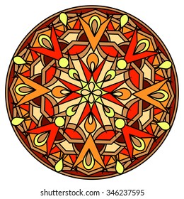 decorative design element with a circular pattern. Mandala. Vector illustration