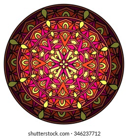 decorative design element with a circular pattern. Mandala. Vector illustration