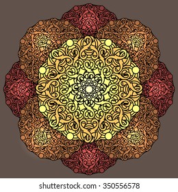 decorative design element with a circular pattern. Mandala. Vector illustration