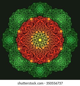 decorative design element with a circular pattern. Mandala. Vector illustration